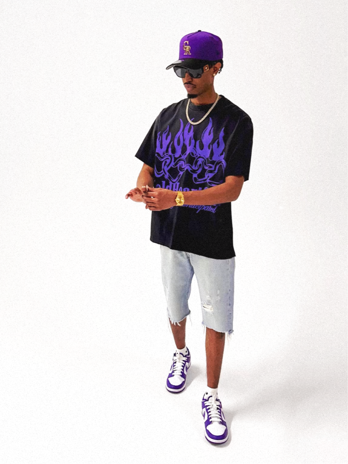 Highly Anticipated OverSized Graphic Tee Faded Black/Purple