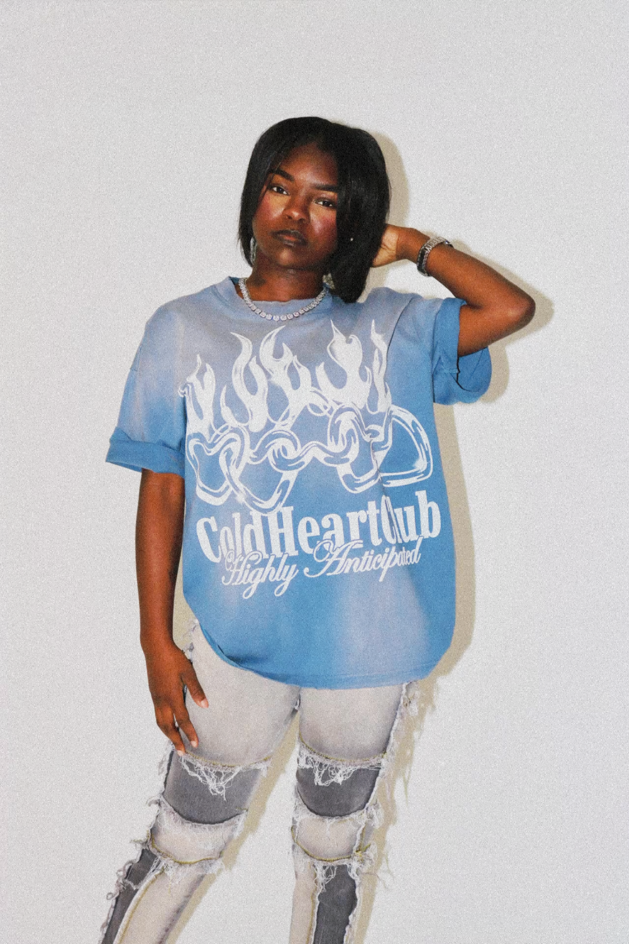 Highly Anticipated Oversized Graphic Tee Faded Blue
