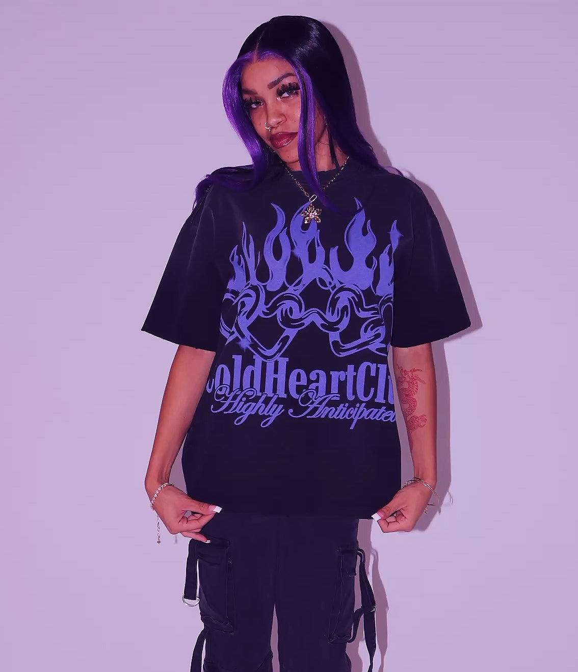 Highly Anticipated OverSized Graphic Tee Faded Black/Purple