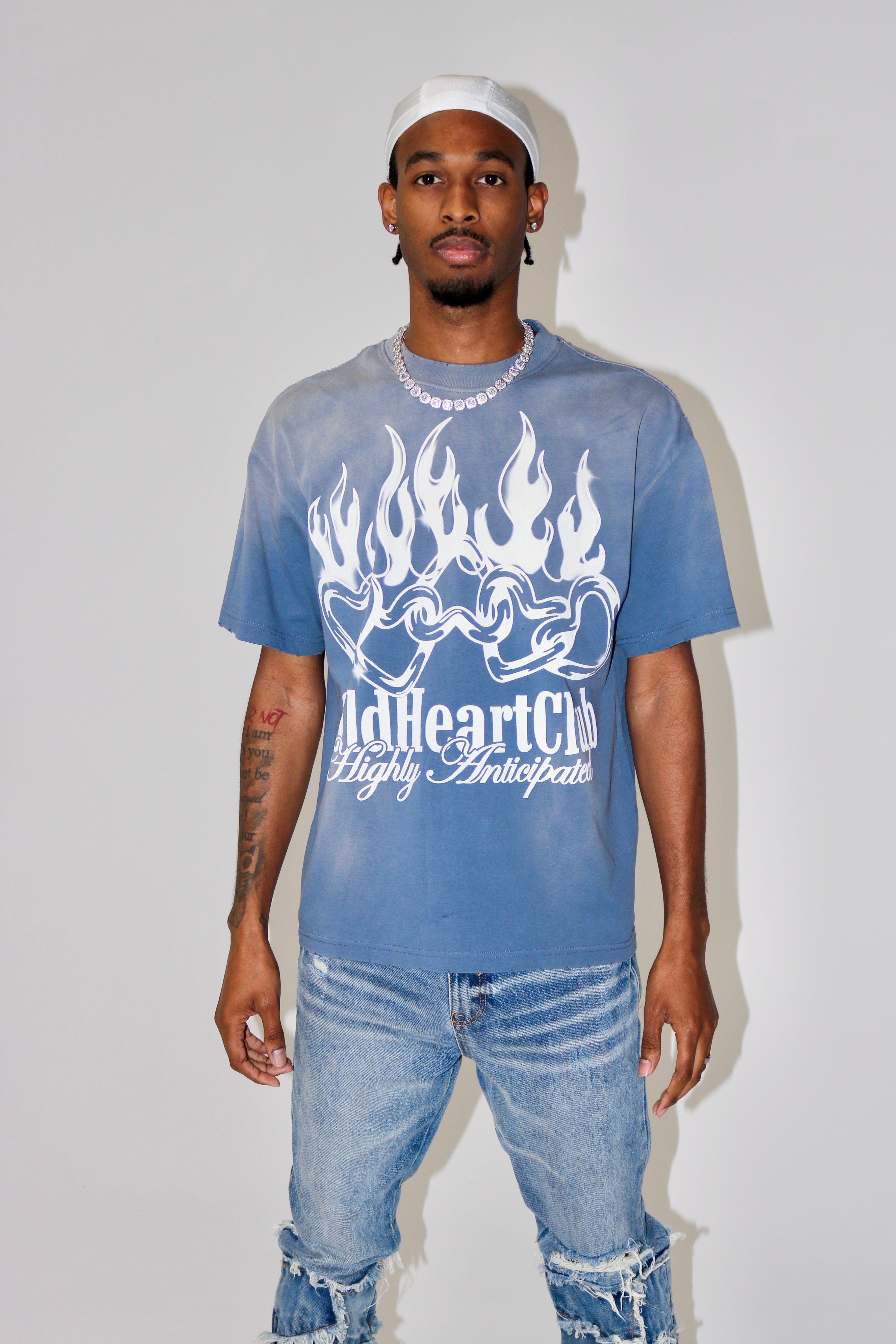 Highly Anticipated Oversized Graphic Tee Faded Blue